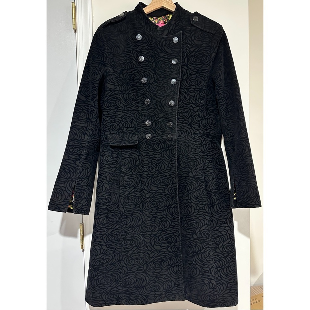 Vintage Y2K Betsey Johnson Double Breasted Black Wool Blend Coat